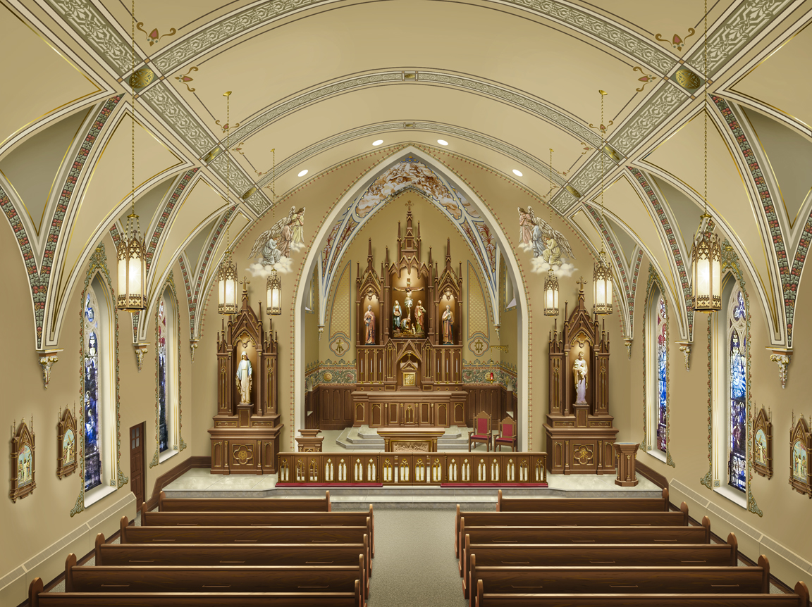 The Badger Catholic Fennimore, WI church interior restoration project